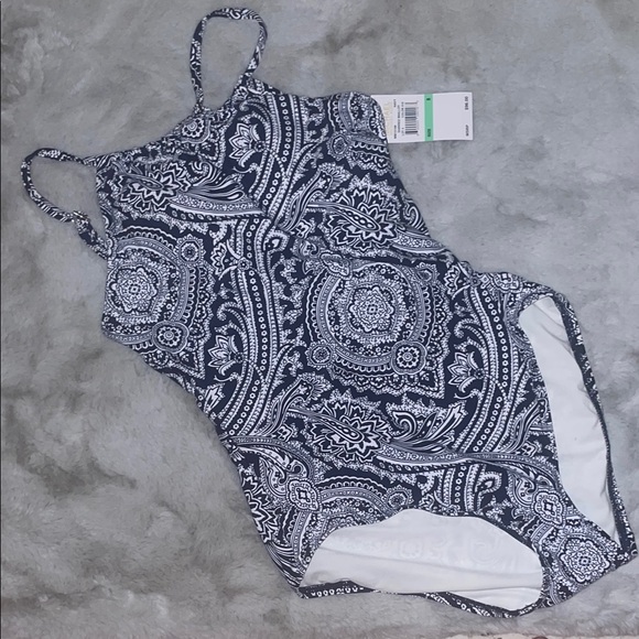 Michael Kors Other - Michael Kors White Blue One Piece Swimsuit Geometric Pattern Paisley Size 8